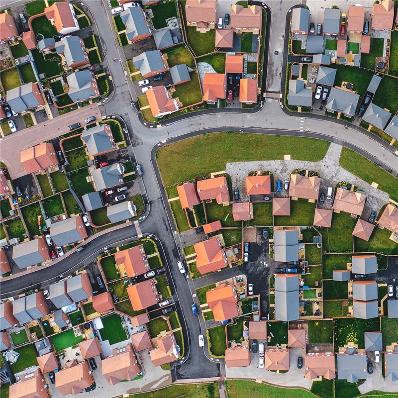 air view of housing estate