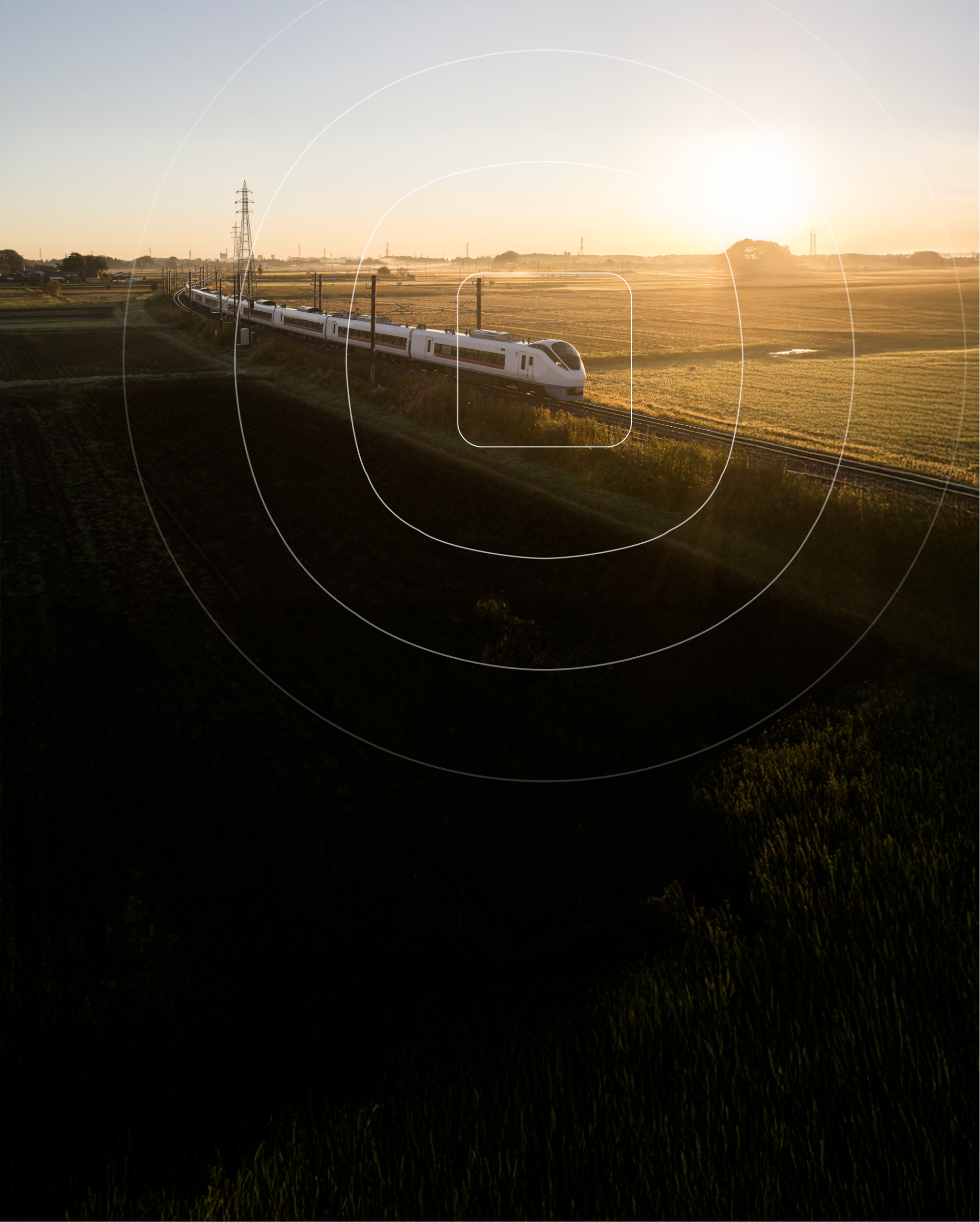 Train in a sunset