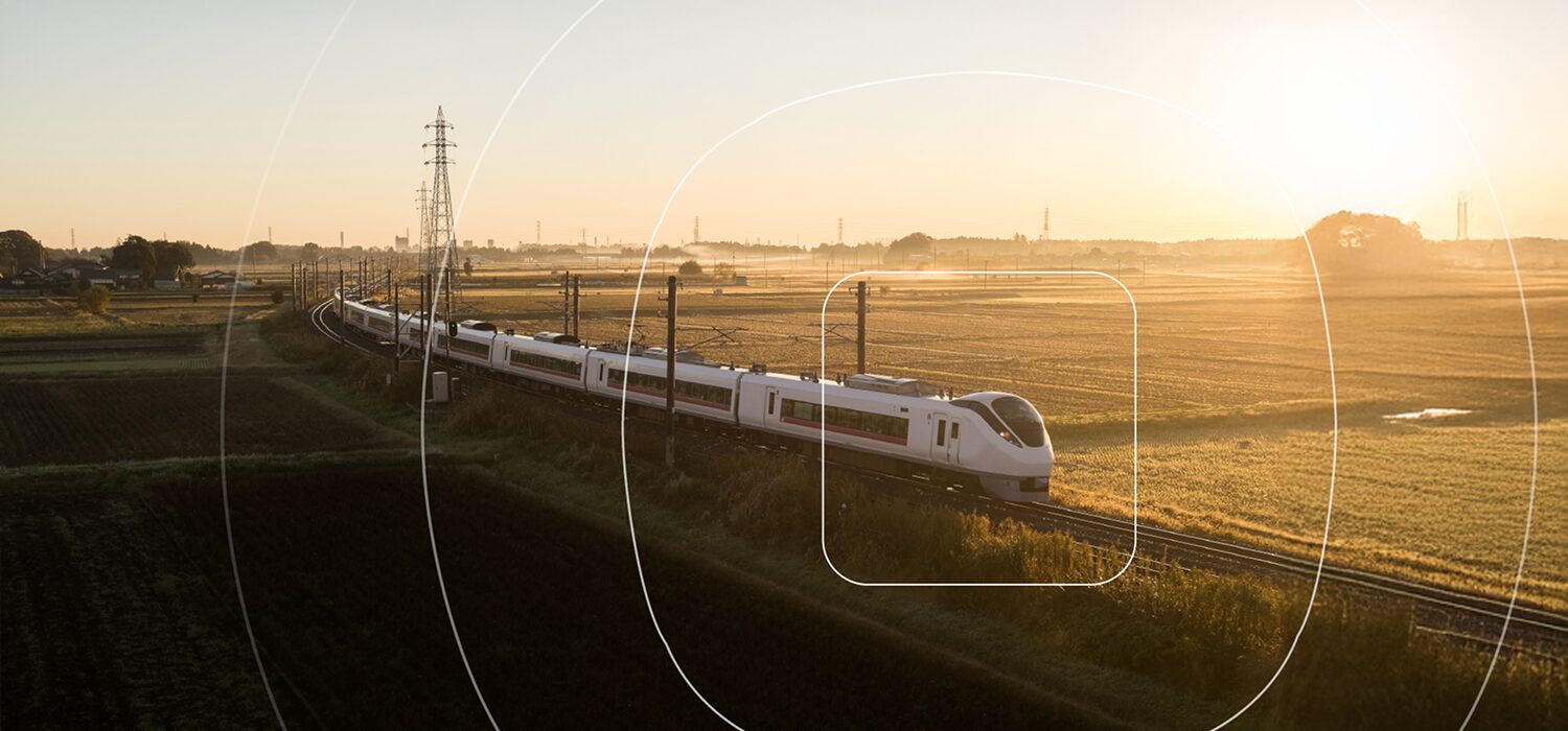 Train in a sunset